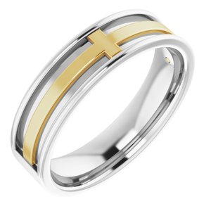 14K White/Yellow 6 mm Cross Band Size 11 - Siddiqui Jewelers