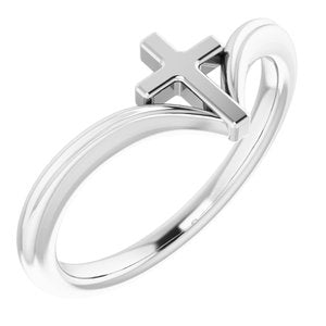14K White Cross Ring - Siddiqui Jewelers