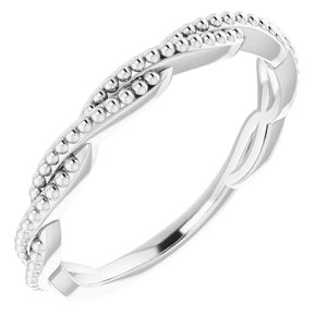 Sterling Silver Stackable Twisted Beaded Ring - Siddiqui Jewelers