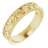 14K Yellow 5 mm Scroll Band with Milgrain  Size 11.5 - Siddiqui Jewelers