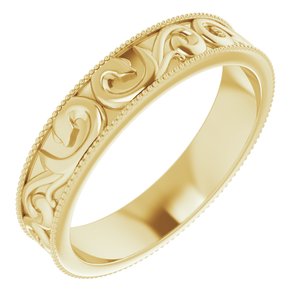 14K Yellow 5 mm Scroll Band with Milgrain  Size 11.5 - Siddiqui Jewelers
