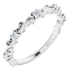 14K White 1/6 CTW Diamond Sculptural-Inspired Anniversary Band - Siddiqui Jewelers