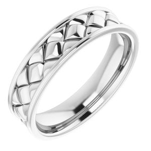 14K White 6 mm Woven-Design Band   Size 11 - Siddiqui Jewelers