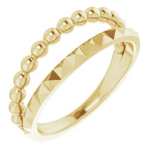 14K Yellow Beaded & Geometric Stacked Ring - Siddiqui Jewelers