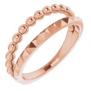 14K Rose Beaded & Geometric Stacked Ring - Siddiqui Jewelers