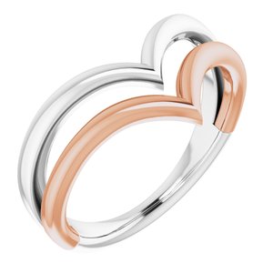 14K White & Rose Double V Ring - Siddiqui Jewelers