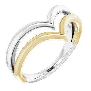 14K White & Yellow Double V Ring - Siddiqui Jewelers