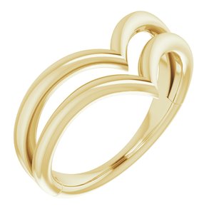 14K Yellow Double V Ring - Siddiqui Jewelers