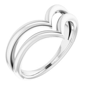 14K White Double V Ring - Siddiqui Jewelers
