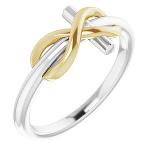 14K White & Yellow Infinity-Inspired Cross Ring - Siddiqui Jewelers