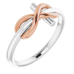 14K White & Rose Infinity-Inspired Cross Ring - Siddiqui Jewelers