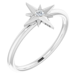 14K White .03 CT Diamond Star Ring - Siddiqui Jewelers