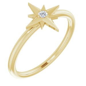 14K Yellow .03 CT Diamond Star Ring - Siddiqui Jewelers