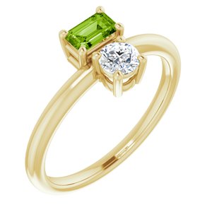 14K Yellow Peridot & White Sapphire Ring - Siddiqui Jewelers