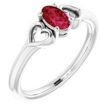 Sterling Silver 5x3 mm Oval Imitation Ruby Youth Heart Ring - Siddiqui Jewelers