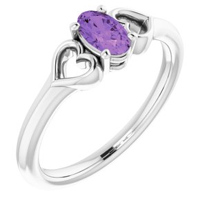 Sterling Silver 5x3 mm Oval Amethyst Youth Heart Ring - Siddiqui Jewelers