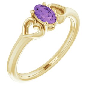 14K Yellow 5x3 mm Oval Amethyst Youth Heart Ring - Siddiqui Jewelers