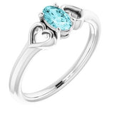 14K White 5x3 mm Oval Zircon Youth Heart Ring - Siddiqui Jewelers