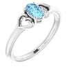 Sterling Silver 5x3 mm Oval Imitation Aquamarine Youth Heart Ring - Siddiqui Jewelers