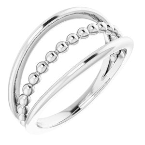 14K White Negative Space Beaded Ring - Siddiqui Jewelers