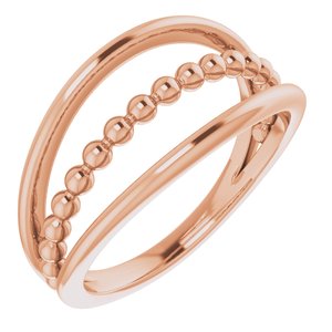 14K Rose Negative Space Beaded Ring - Siddiqui Jewelers