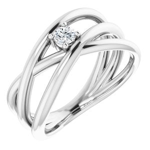 14K White 1/8 CT Diamond Negative Space Ring - Siddiqui Jewelers