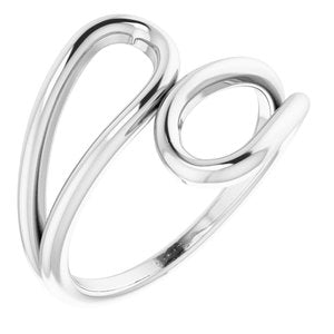 14K White Loop Bypass Ring - Siddiqui Jewelers