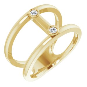 14K Yellow .06 CTW Diamond Two-Stone Negative Space Ring - Siddiqui Jewelers