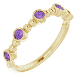 14K Yellow Amethyst Stackable Beaded Ring - Siddiqui Jewelers
