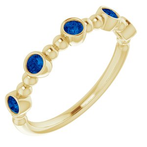 14K Yellow Sapphire Stackable Beaded Ring - Siddiqui Jewelers