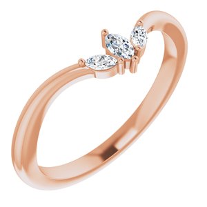 14K Rose 1/8 CTW Diamond Three-Stone V Ring - Siddiqui Jewelers