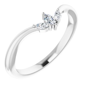 14K White 1/8 CTW Diamond Three-Stone V Ring - Siddiqui Jewelers
