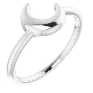 14K White Crescent Moon Ring - Siddiqui Jewelers