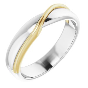 14K White & Yellow 5 mm Pattern Band Size 10 - Siddiqui Jewelers