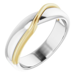 14K White & Yellow 5 mm Pattern Band Size 7 - Siddiqui Jewelers