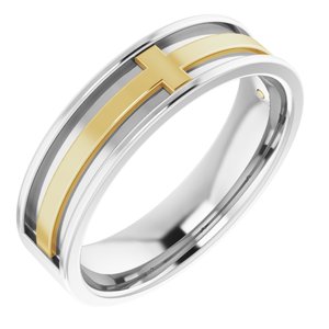 14K White/Yellow 6 mm Cross Band Size 10 - Siddiqui Jewelers