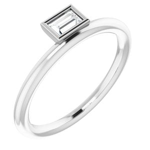 14K White 1/6 CT Diamond Asymmetrical Stackable Ring - Siddiqui Jewelers