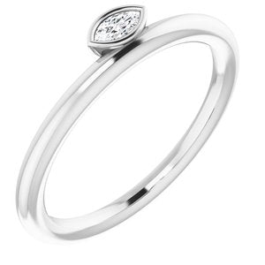 14K White .07 CT Diamond Asymmetrical Stackable Ring - Siddiqui Jewelers