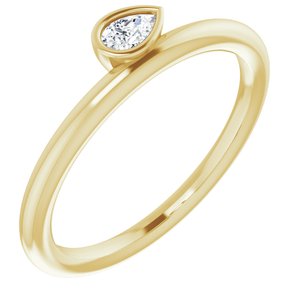 14K Yellow 1/8 CT Diamond Asymmetrical Stackable Ring - Siddiqui Jewelers