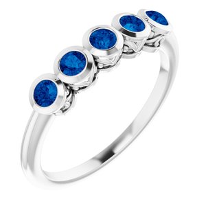 14K White Chatham® Created Blue Sapphire Ring - Siddiqui Jewelers