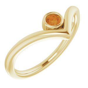 14K Yellow Citrine Solitaire Bezel-Set "V" Ring - Siddiqui Jewelers