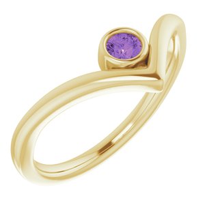 14K Yellow Amethyst Solitaire Bezel-Set "V" Ring - Siddiqui Jewelers