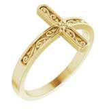 14K Yellow Sideways Cross Ring - Siddiqui Jewelers