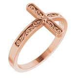 14K Rose Sideways Cross Ring - Siddiqui Jewelers