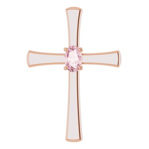 14K Rose Morganite Cross Pendant    -Siddiqui Jewelers