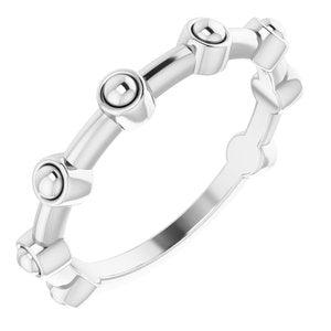 Sterling Silver Beaded Bar Ring - Siddiqui Jewelers