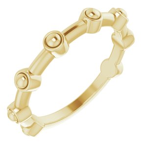 14K Yellow Beaded Bar Ring - Siddiqui Jewelers
