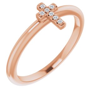 14K Rose .03 CTW Diamond Stackable Cross Ring-Siddiqui Jewelers