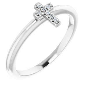 14K White .03 CTW Diamond Stackable Cross Ring-Siddiqui Jewelers