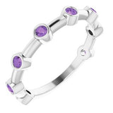 14K White Amethyst Bezel-Set Bar Ring - Siddiqui Jewelers